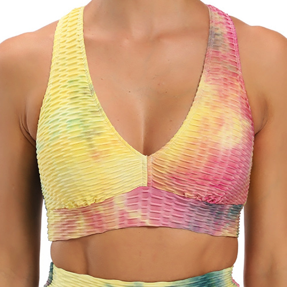 Print Women's Long Sleeve Yoga Top - 200000649 yellow and green bra / S / United States Find Epic Store