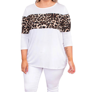 5XL Plus Size Casual Leopard Print Patchwork Tee Shirt - 200000791 Find Epic Store