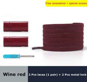 Magnetic Lock Elastic Shoelaces Flat Of Sneakers No tie Shoe Laces Metal locking Easy to put on and take off Lazy Shoelace - 3221015 Wine red / United States / 100cm Find Epic Store