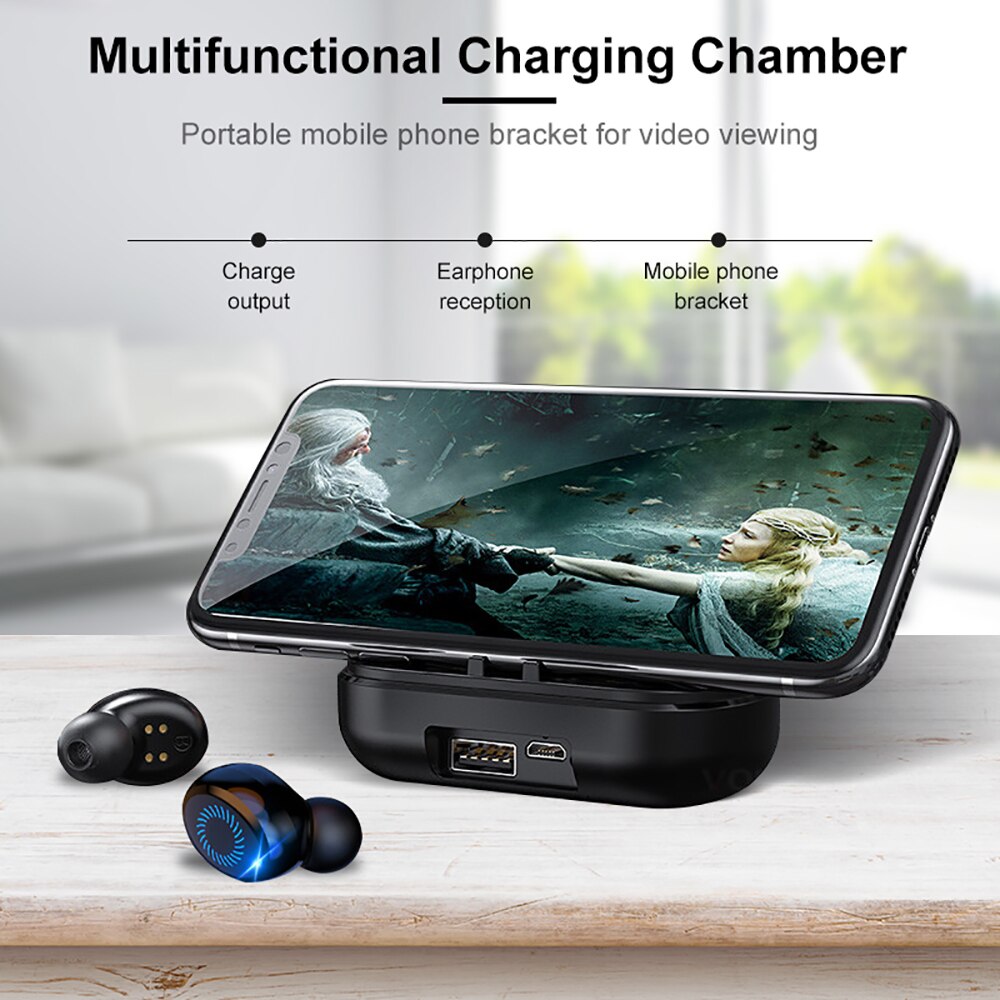 Portable Wireless Earphones Bluetooth 5.0 TWS Earbuds with LED Display 8D Stereo Sport Waterproof Earphones For IOS Android - 63705 Find Epic Store