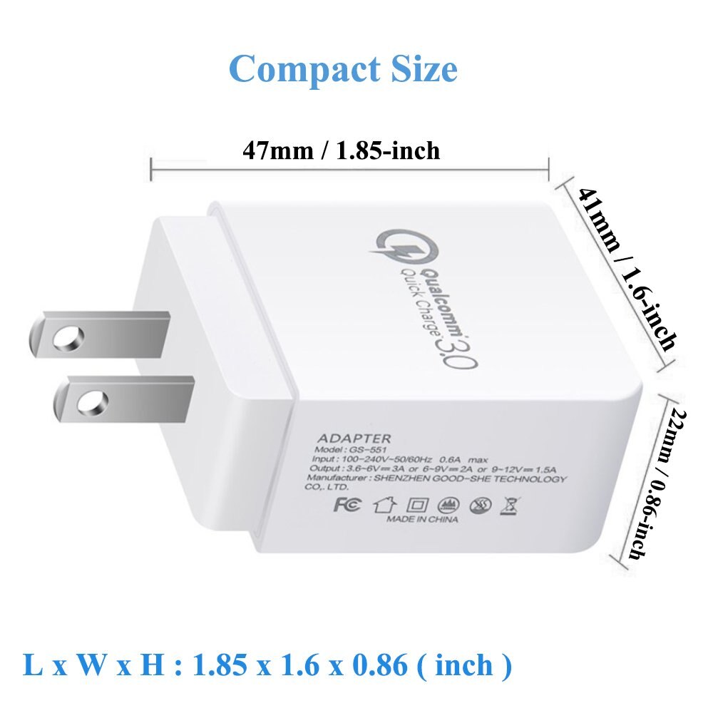 Quick Charge 3.0 USB Wall Charger & Dual Ports, Compatible for Samsung Galaxy for iPhone Xs/XS Max/XR and for iPhone 11 Pro Max - 410204 Find Epic Store