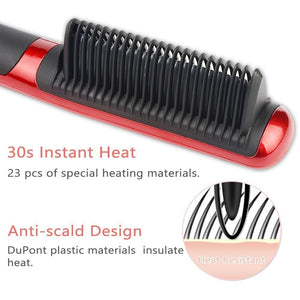 Ceramic Hair Straightener Brush Temperatures Adjustable Anion Hair Care Scald Design Straightening Brush for All Hair Types - 200001211 Find Epic Store