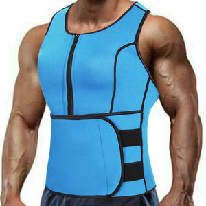 Neoprene Sauna Workout Suit Men Waist Trainer Corset Slimming Vest Zipper Body Shaper with Adjustable Tank Top Faja Shapewear - 0 Blue / S / United States Find Epic Store