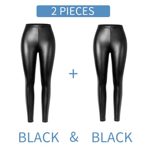 Women Faux Leather Leggings Waterproof Sexy PU Leather Legging Stretchy Push Up Black Legins Women Fitness Elastic Skinny Pants - 200000865 Two Pieces Black / L / United States Find Epic Store