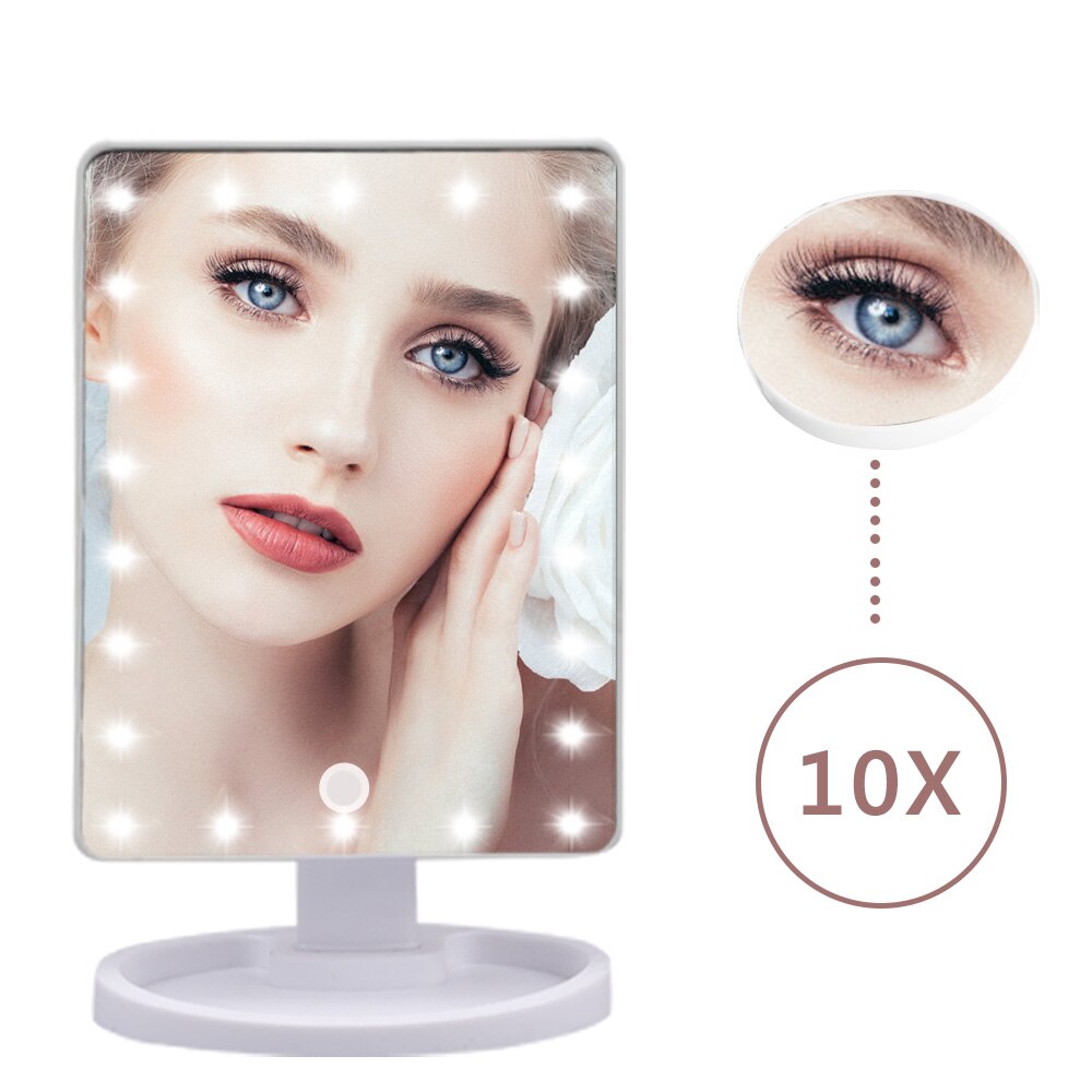 22 LED Light Touch Screen 10X Magnifier Makeup Mirror Adjustable USB Or Batteries Use 16 Lights Bright Desktop Tabletop Bright - 200001300 United States / 22 Led White Find Epic Store