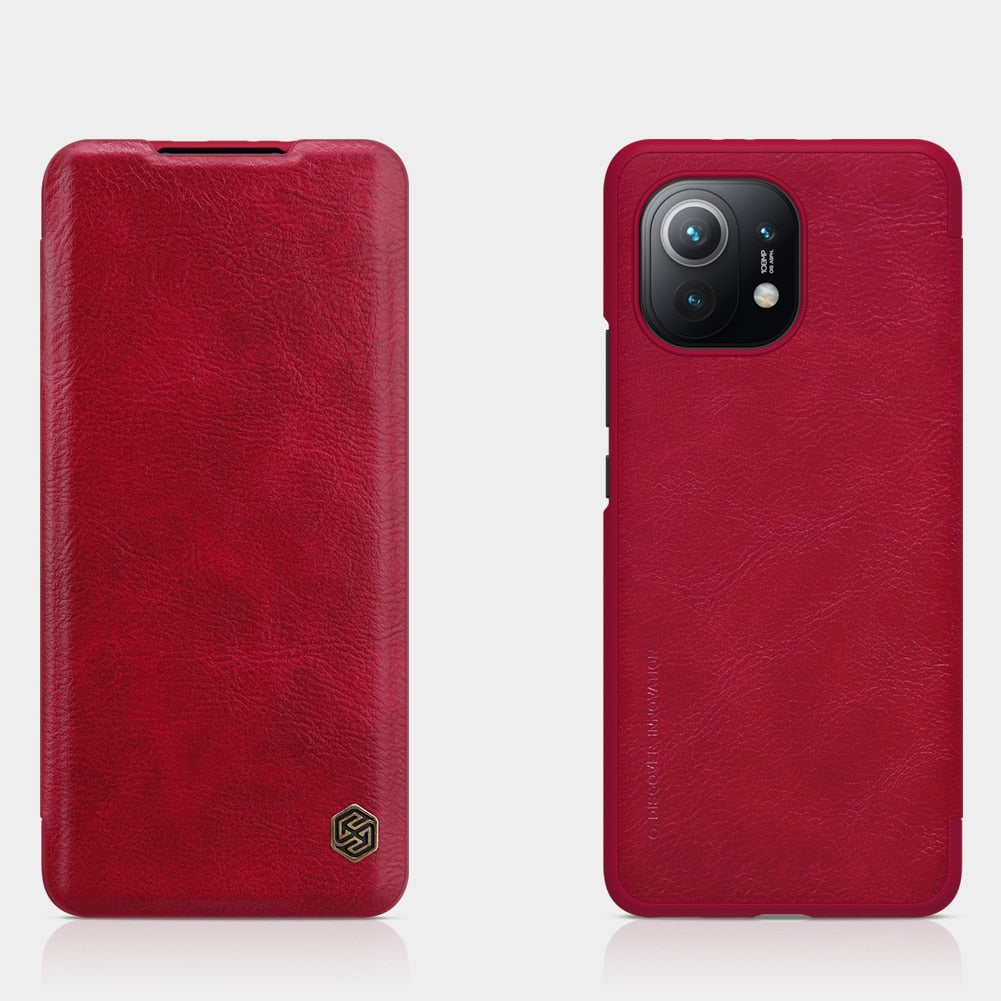 Flip Case For Xiaomi Mi 11 NILLKIN QIN Series Flip Leather Back Cover Card Pocket Phone Capa Coque For Xiaomi Mi 11 case - 380230 For Xiaomi Mi 11 / Red / United States Find Epic Store
