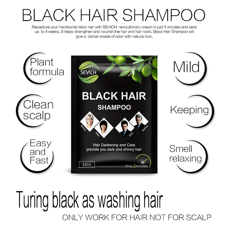 5pcs/lot Natural Organic Black Hair Shampoo 5 color Hair Dye Cream Gel Make Grey and White Cover-Up Darkening and Shiny - 200001173 Find Epic Store