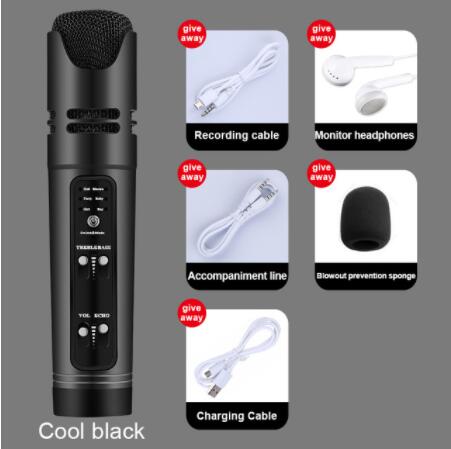 ZK50 Microphone Karaoke Phone Online Live Video Condenser Microphone Sing Recording For Mobile Phone Computer Support 6 Voice - 201387102 Black / United States Find Epic Store