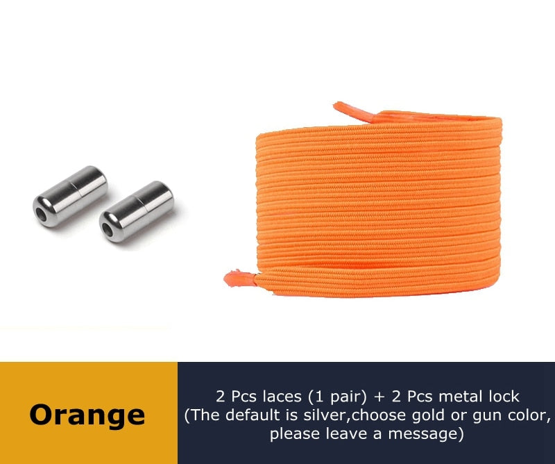Lock Flat Elastic Shoelaces Types of Shoes Accessories Lazy Laces Safety Sneakers No Tie Shoelace Round Metal Suitable for All - 3221015 Orange / United States / 100cm Find Epic Store