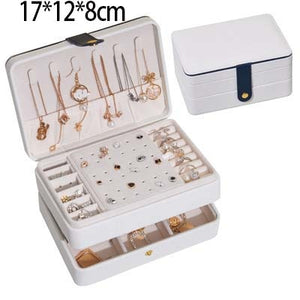 2021 New Double-Layer Velvet Jewelry Box European Jewelry Storage Box Large Space Jewelry Holder Gift Box - 200001479 United States / White-2 Find Epic Store