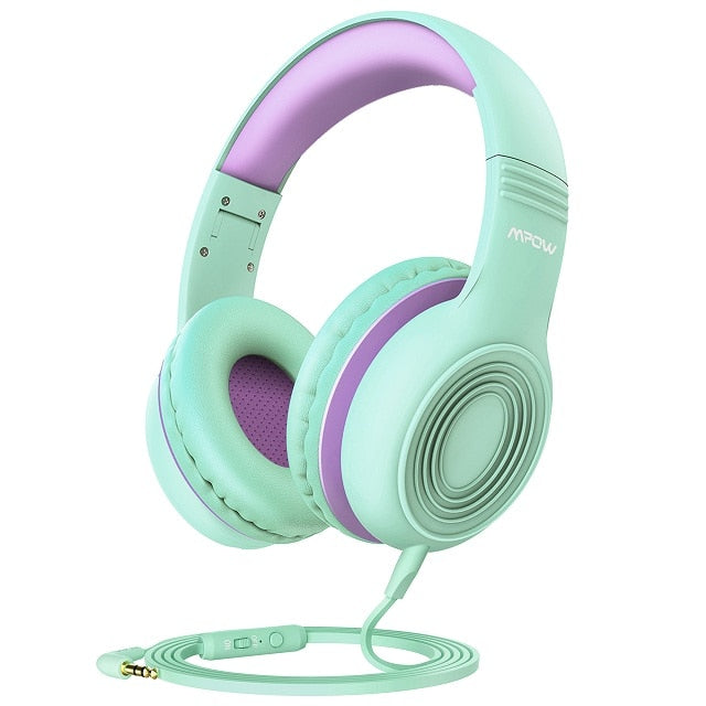 CH6S Cute Kids Headsets Foldable Over-Ear Headphones with 85dB Volume Limited Hearing Protection Headphones With Microphone - 63705 Green / United States Find Epic Store