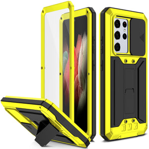 For Samsung Galaxy S21 Ultra 5G Case, Military Grade Full-Body Rugged with Built-in Kickstand Slide Camera Protective Cover Case - 380230 for Galaxy S21 Ultra / Yellow / United States|Retail Package Find Epic Store
