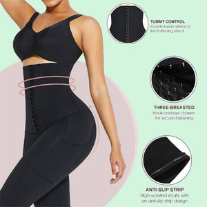 Women High Waist Shapewear Slimming Leggings Tummy Control Panties Body Shaper Push Up Butt Lifter Leg Slim Shaper with Pockets - 31205 Find Epic Store