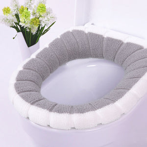Universal Warm Soft Washable Toilet Seat Cover - white gray Find Epic Store