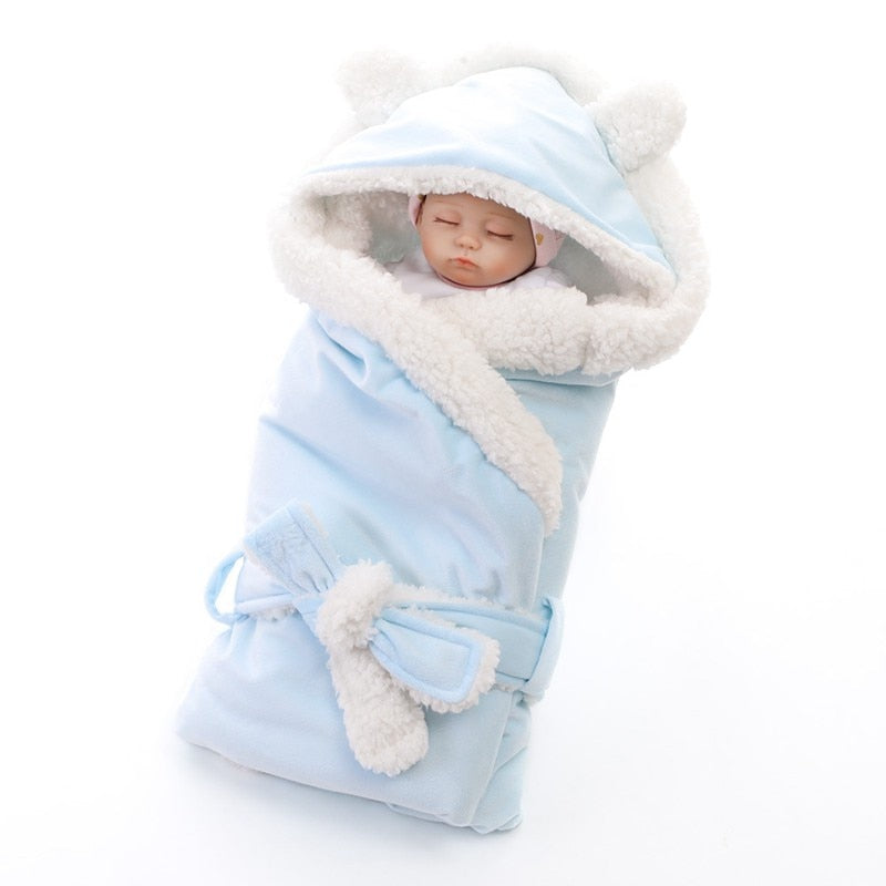Blanket Wrap Double Layer Fleece Baby Swaddle Sleeping Bag For Newborns - Blue Find Epic Store