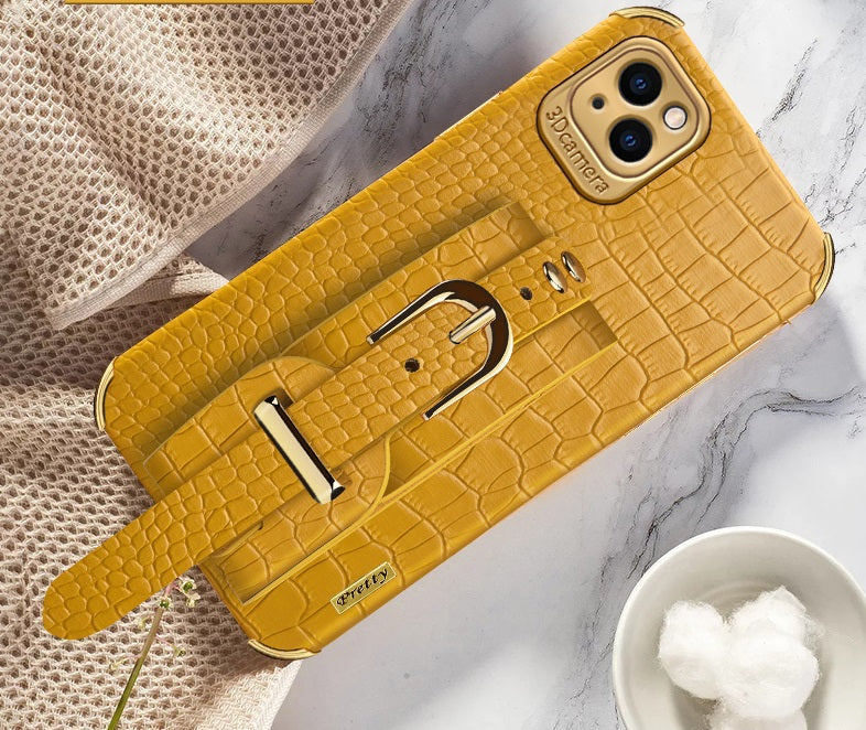 Luxury and Unique Shockproof Belt Phone Case for iPhone 13 Smartphone Case Apple Phone Case Lens Protection Phone Case Full Protector Phone Case For iPhone 13 - Yellow Find Epic Store