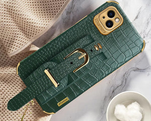 Luxury and Unique Shockproof Belt Phone Case for iPhone 13 Smartphone Case Apple Phone Case Lens Protection Phone Case Full Protector Phone Case For iPhone 13 - Green Find Epic Store