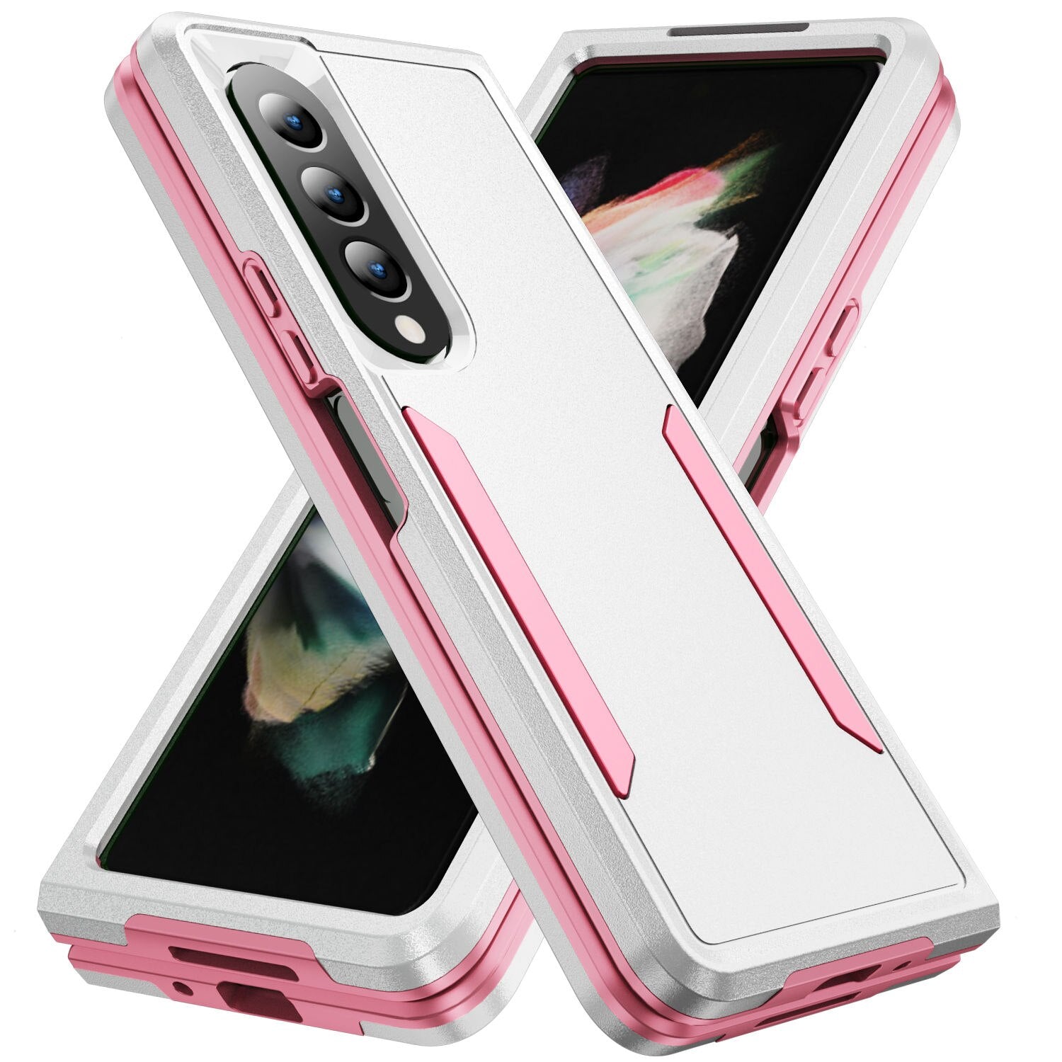 Case For Samsung Galaxy Z Fold 4 5G Military-Grade Protection Fashion Anti-Scratch Folding Armor Case Cover for Galaxy Z Fold 3 - 0 For Galaxy Z Flip 3 / White Pink / United States Find Epic Store