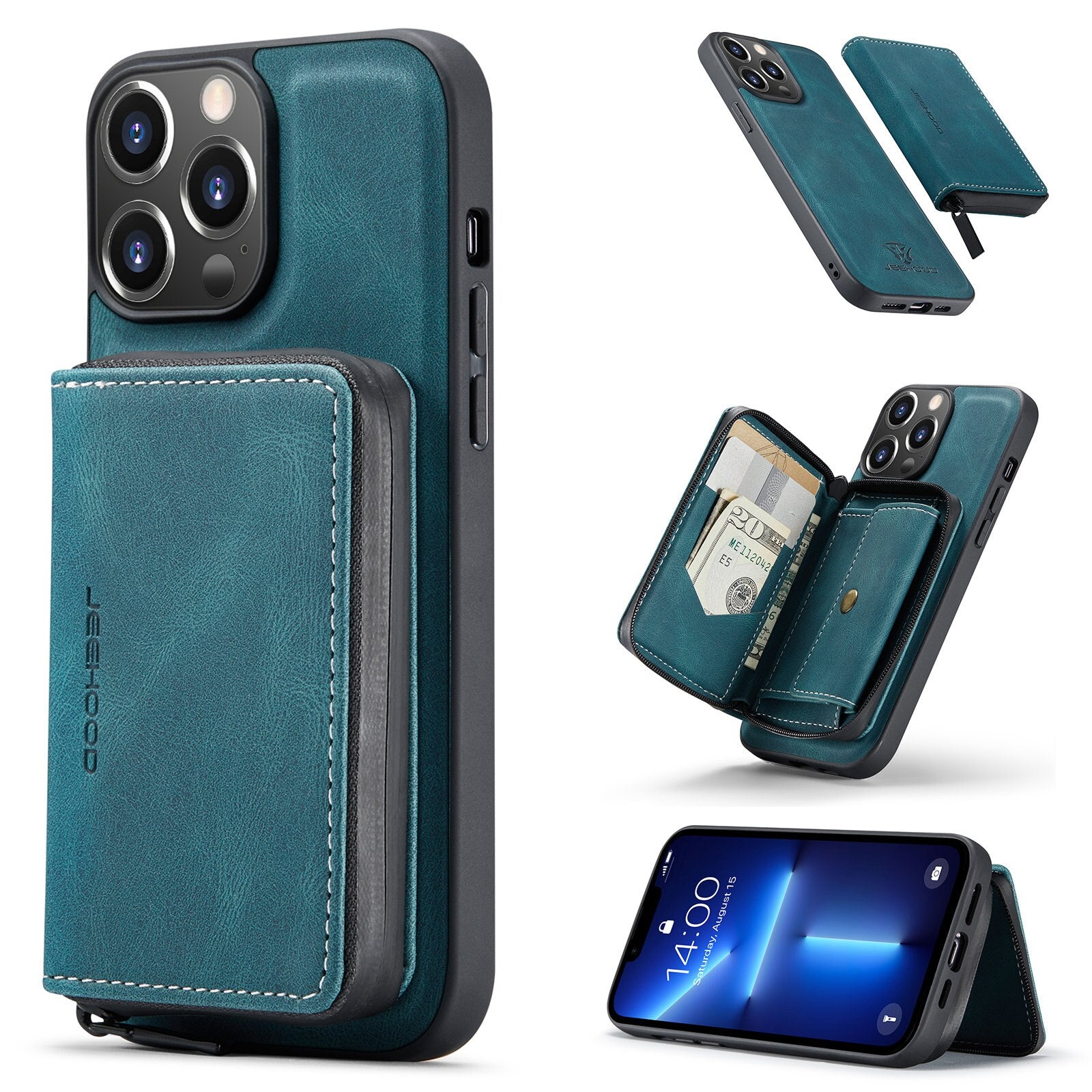 Case For iPhone 14&amp;14 Pro Max PU Leather Wallet Card Solt Bag Magnetic Support Wireless Charging - 0 For iPhone 14 / Blue / United States Find Epic Store