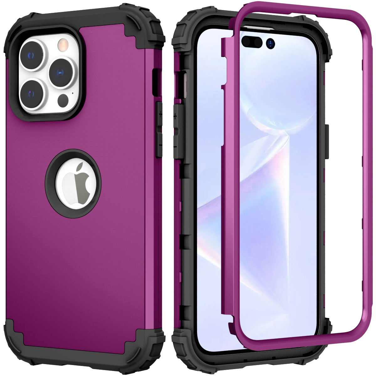 Case for iPhone 14 Pro Max 2022, 3-in-1 Hybrid Soft Silicone Rubber Hard PC Heavy Duty Shockproof Rugged Bumper Protective Case - 0 for iPhone 14 / purple / United States Find Epic Store