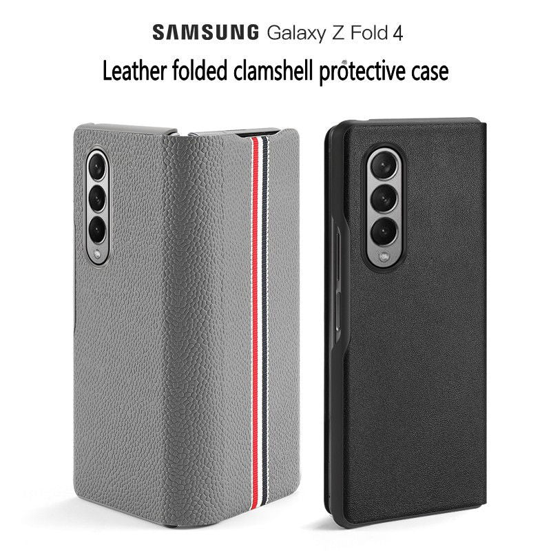 High Quality Genuine Plain Leather Case for Samsung Galaxy Z Fold 4 Anti-drop Lens and Screen Full Protection Folding Case - 0 Find Epic Store