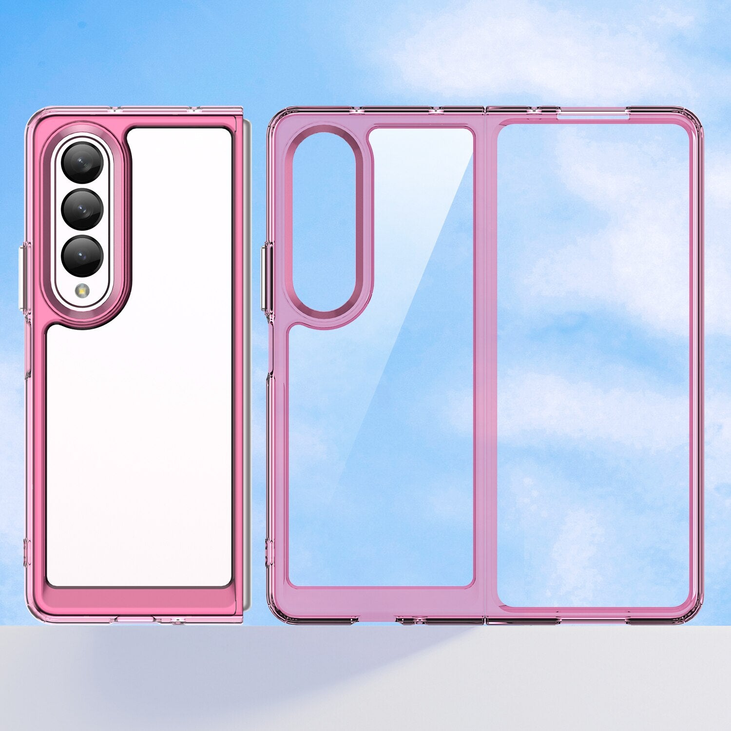 Clear Hard PC Back Case For Samsung Galaxy Z Fold 4 Camera Lens Protective Soft TPU Bumper Transparent Cover For Galaxy Z Fold 4 - 0 For Galaxy Z Fold 4 / Transparent Pink / United States Find Epic Store