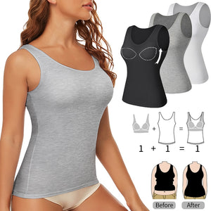 Built-in Bra Padded Camisole Yoga Tanks Tops Summer Sleevess Vest with Cup Basic Undershirts Push Up Activewear Shapers - 0 Find Epic Store