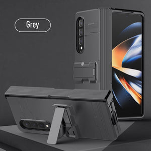 Case For Samsung Galaxy Z Fold 4 5G All-inclusive Drop Protection Kickstand Phone Case Non-Fingerprint Cover for Galaxy Z Fold 4 - 0 For Galaxy Z Flip 4 / Grey / United States Find Epic Store