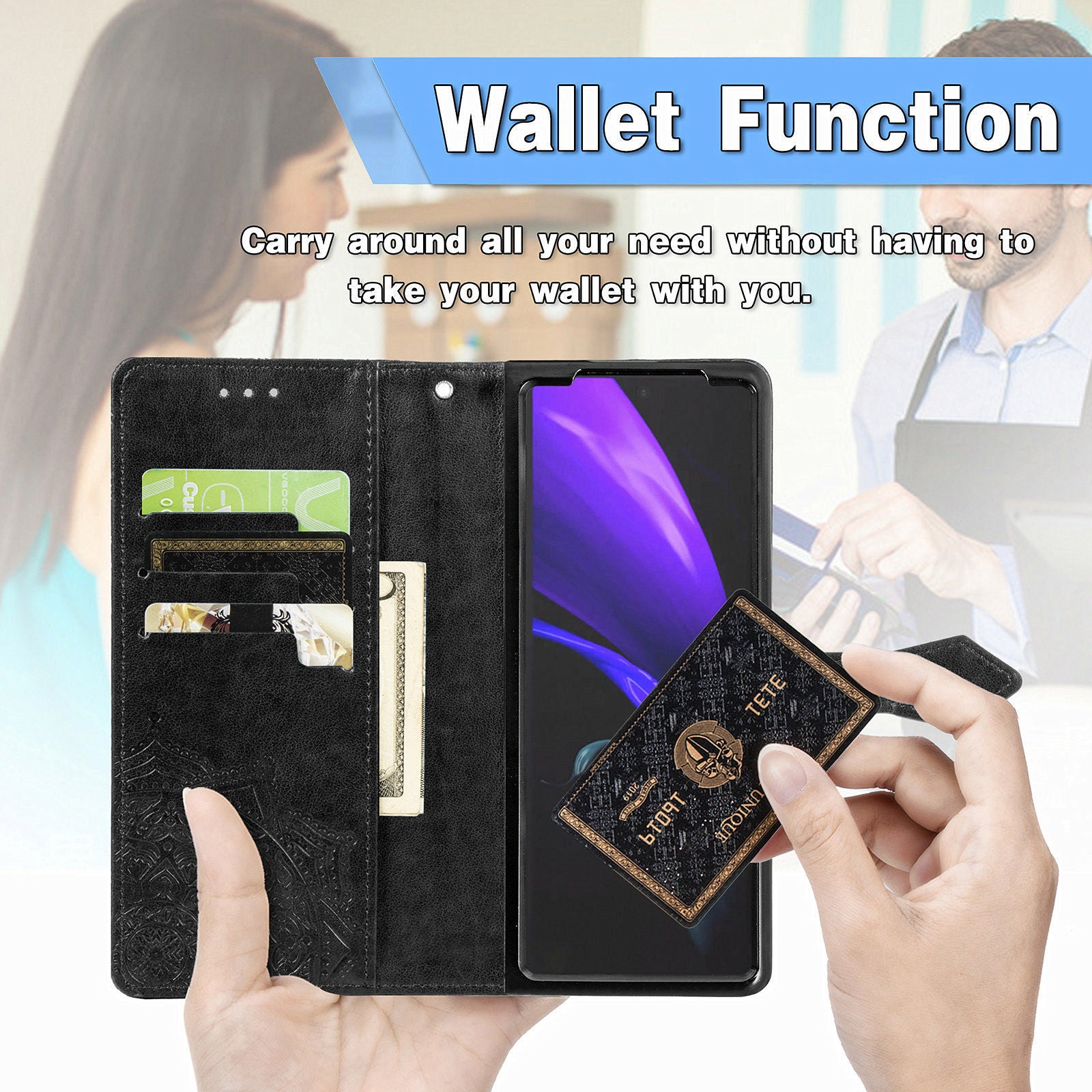 Leather Case for Samsung Galaxy Z Fold 4 Prime 3D Relief Flower Wallet Flip case on Galaxy Z fold 3 With Stand Function - 0 Find Epic Store