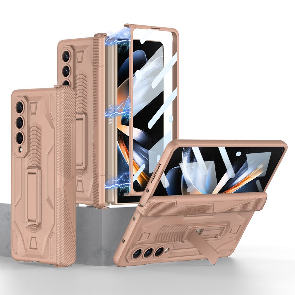 Magnetic Folding Armor Case for Samsung Galaxy Z Fold 4 5G with Bracket Anti-Drop Shockproof Full Protection Cover - 0 For Galaxy Z Fold 4 / Orange / United States Find Epic Store