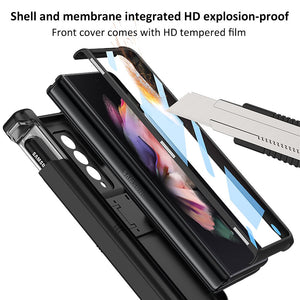 Magnetic Hinge Protection Case for Samsung Galaxy Z Fold 3 5G Built-in S-Pen Slot Hidden Kickstand Front Screen Protector Cover - 0 Find Epic Store