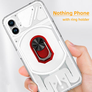 Nothing Phone 1 Case, with Ring Holder Crystal Clear Anti-Yellow Ultra-Thin Slim Fit Soft Silicone Magnetic Car Mount Phone Case - 0 for Nothing Phone / Red / United States|Case & Holder Find Epic Store