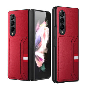 Premium lychee pattern Leather Case for Samsung Galaxy Z Fold 4 5G Fashion with Card Holder Shockproof Cover for Galaxy Z Fold 3 - 0 For Galaxy Z Fold 3 / Red / United States Find Epic Store