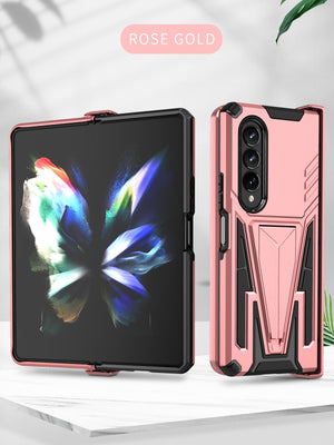 Case For Samsung Galaxy Z Fold 4 Armor Stand Holder Rugged Silicone Shockproof Case For Galaxy Z Fold 3 5G Back Cover - 0 For Galaxy Z Fold 3 / Rose Gold / United States Find Epic Store