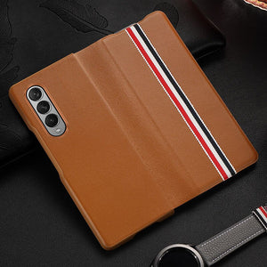 High Quality Genuine Plain Leather Case for Samsung Galaxy Z Fold 4 Anti-drop Lens and Screen Full Protection Folding Case - 0 For Galaxy Z Fold 4 / Brown 1 / United States Find Epic Store