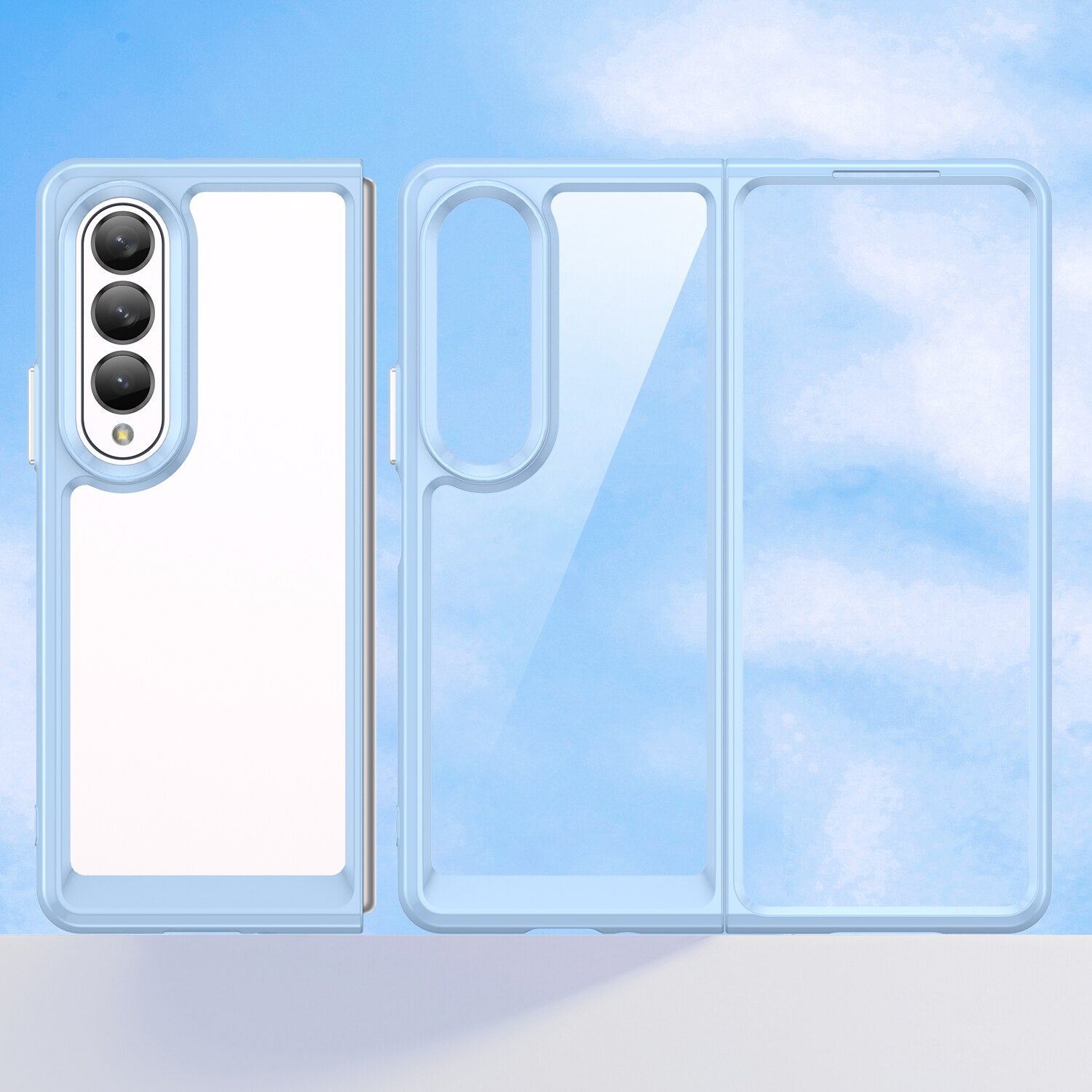 Clear Hard PC Back Case For Samsung Galaxy Z Fold 4 Camera Lens Protective Soft TPU Bumper Transparent Cover For Galaxy Z Fold 4 - 0 For Galaxy Z Fold 4 / Blue / United States Find Epic Store