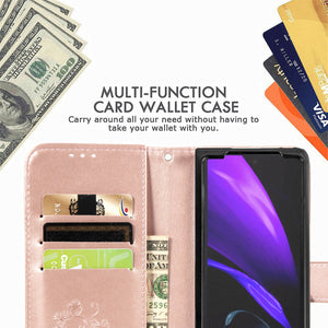 Embossed 3D Flower Case for Samsung Galaxy Z Fold 4 Fold 3 Leather Wallet Phone Case Bag Cover - 0 Find Epic Store