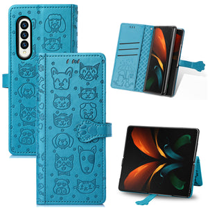 Case For Samsung Galaxy Z Fold 4 Cartoon Cute Cat Dog Leather Flip With Stand Function Galaxy Z Fold 3 Wallet Cover - 0 Find Epic Store