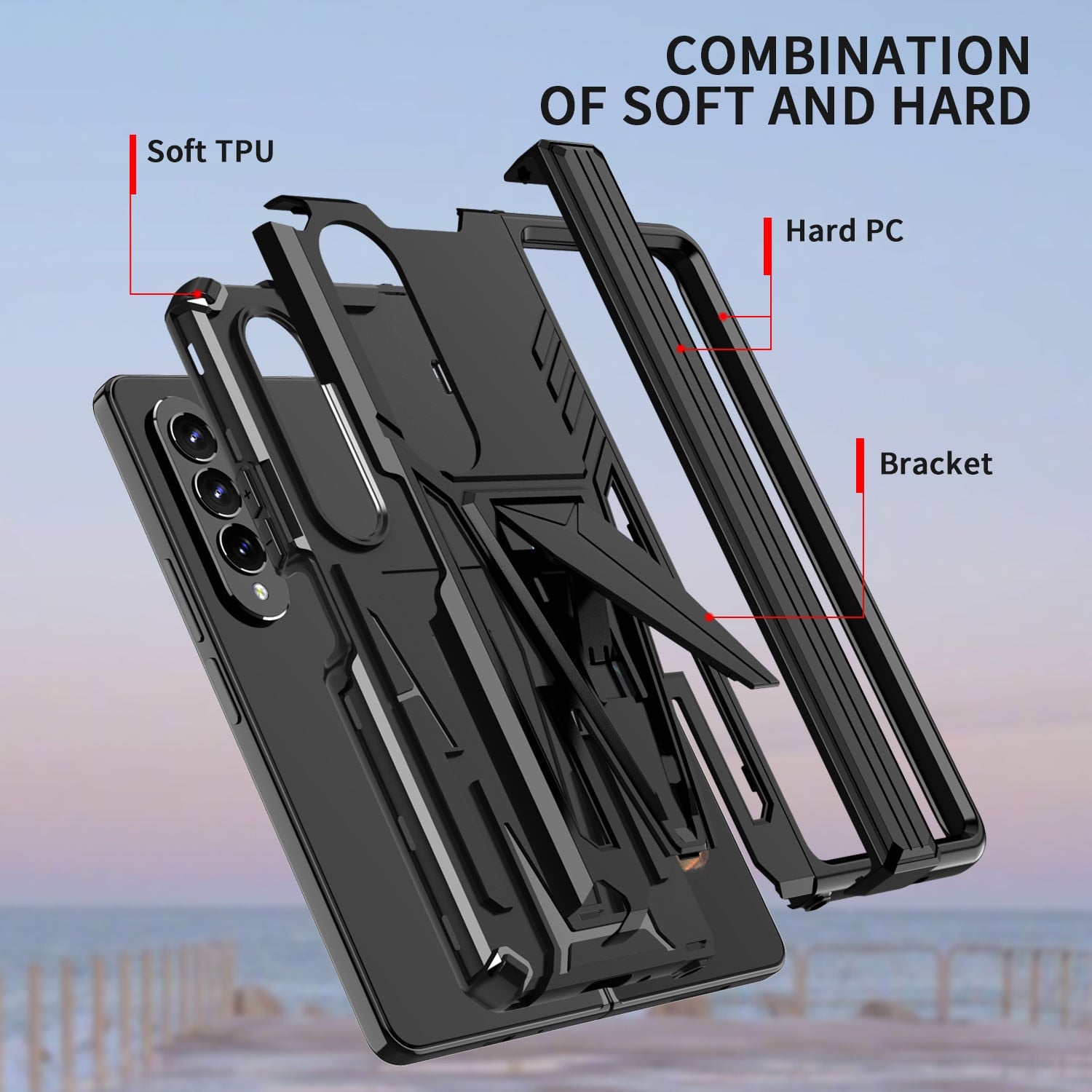 Case For Samsung Galaxy Z Fold 4 Armor Stand Holder Rugged Silicone Shockproof Case For Galaxy Z Fold 3 5G Back Cover - 0 Find Epic Store