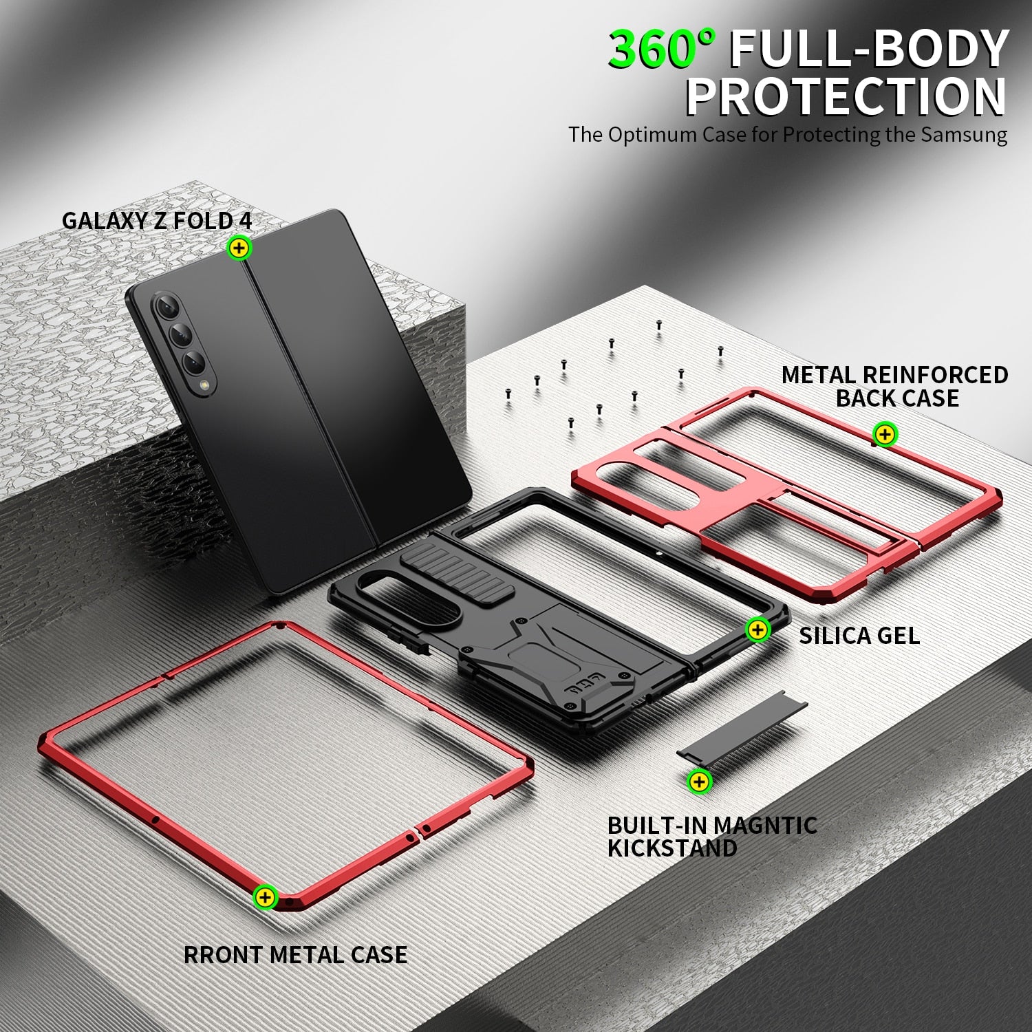 With Bracket+ Full Protective For Samsung Galaxy Z Fold 4 5G 2022 Case Kickstand Dual Layer Protective Shockproof for Z Fold4 - 0 Find Epic Store