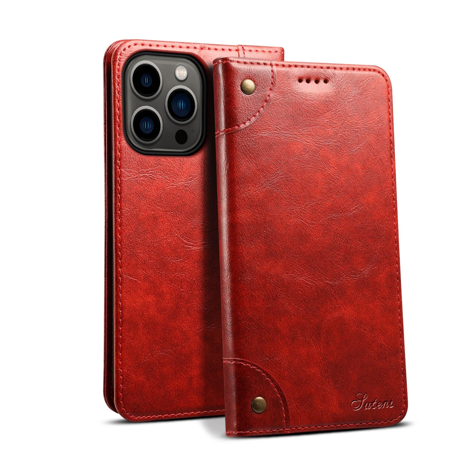 Case For iPhone 14 Pro Max Wallet Case, PU Leather Magnetic Flip Case With Card Holders Stand TPU Inner Shell Cover For iPhone 14 Pro - 0 iPhone 14 / Red / United States Find Epic Store
