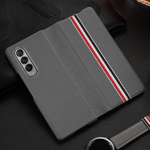 High Quality Genuine Plain Leather Case for Samsung Galaxy Z Fold 4 Anti-drop Lens and Screen Full Protection Folding Case - 0 For Galaxy Z Fold 4 / Grey / United States Find Epic Store