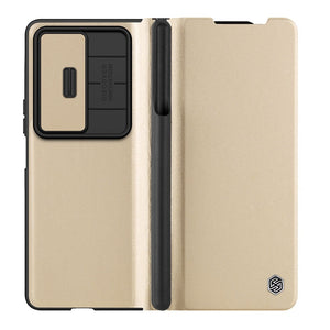 Flip Leather Case For Samsung Galaxy Z Fold 4 5G Kickstand With S-Pen Pocket For Z Fold 4 Slide Camera Back Cover - 0 For Samsung Z Fold 4 / Gold / United States Find Epic Store