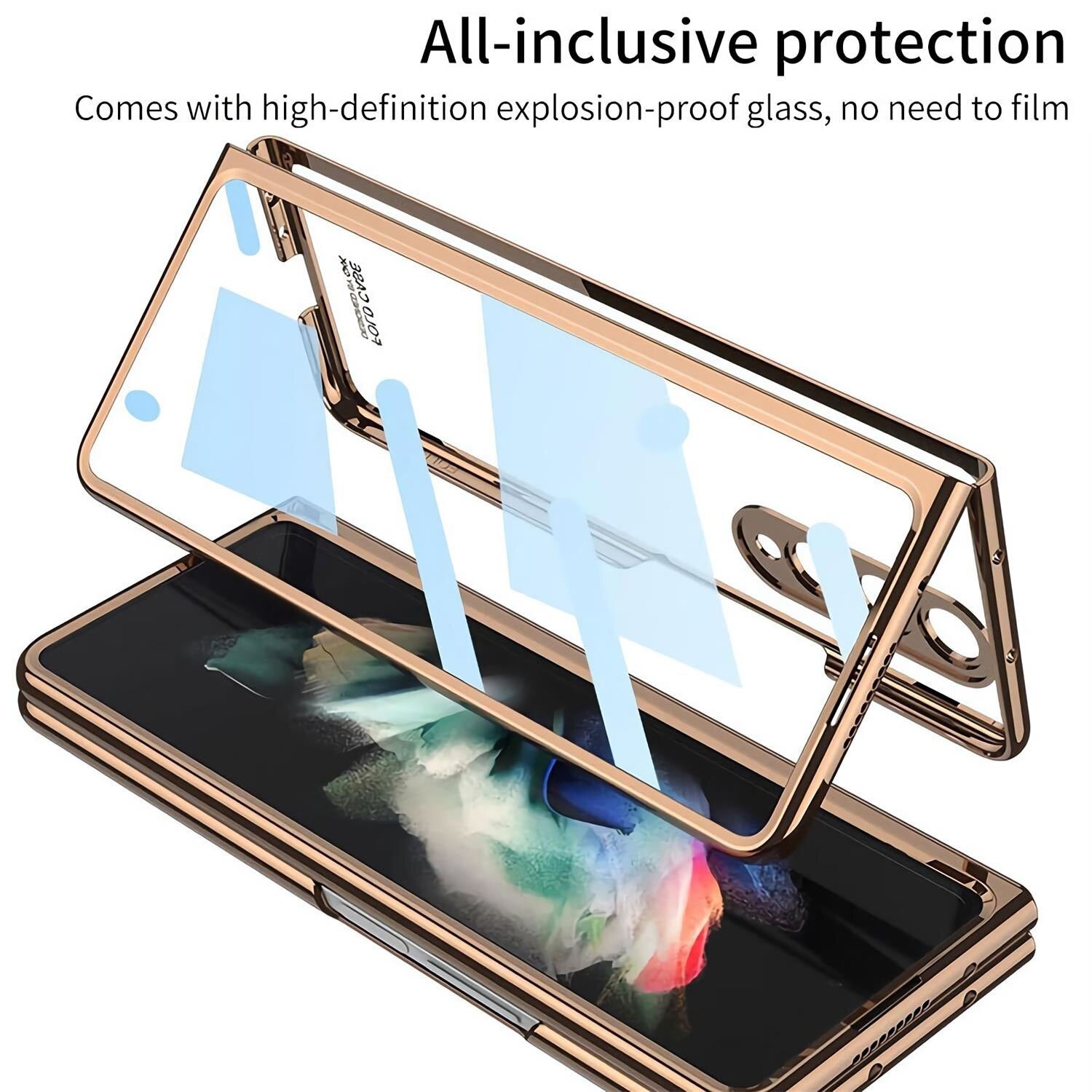 Original HD Transparent Case For Samsung Galaxy Z Fold 4 Shell Film Intergrated Electroplated Shockproof Hard Plastic Cover - 0 Find Epic Store