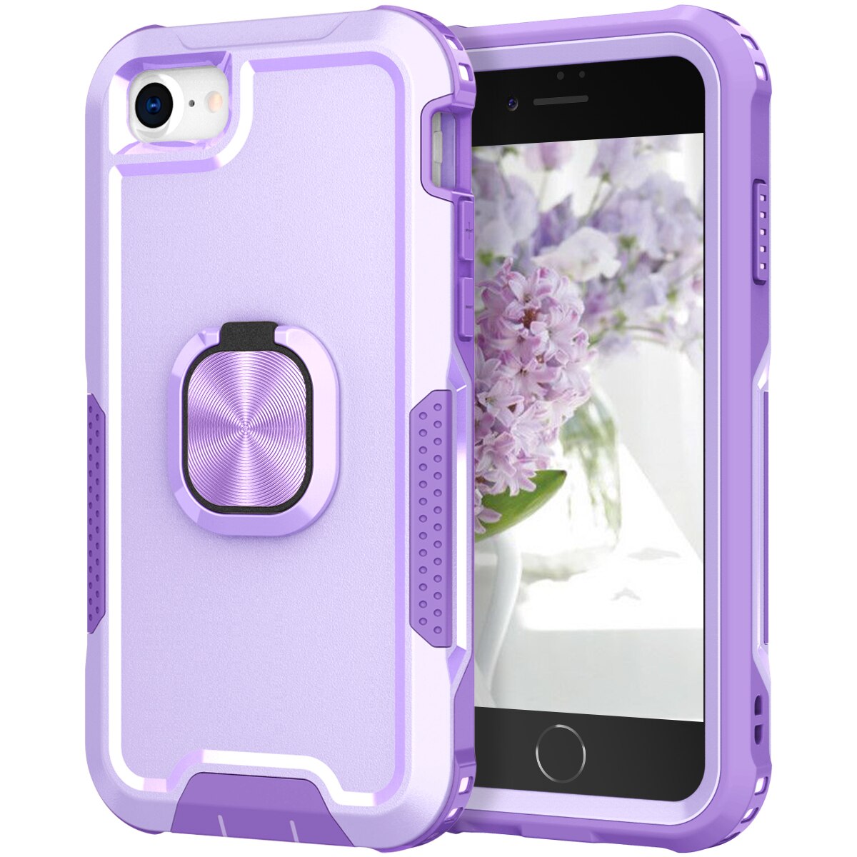 Case for iPhone SE 2022/2020 7 8 Case Heavy Duty Full Body Shockproof Kickstand with 360° Ring Holder Support Car Mount Hybrid Bumper - 0 for iPhone 7 / Purple / United States Find Epic Store