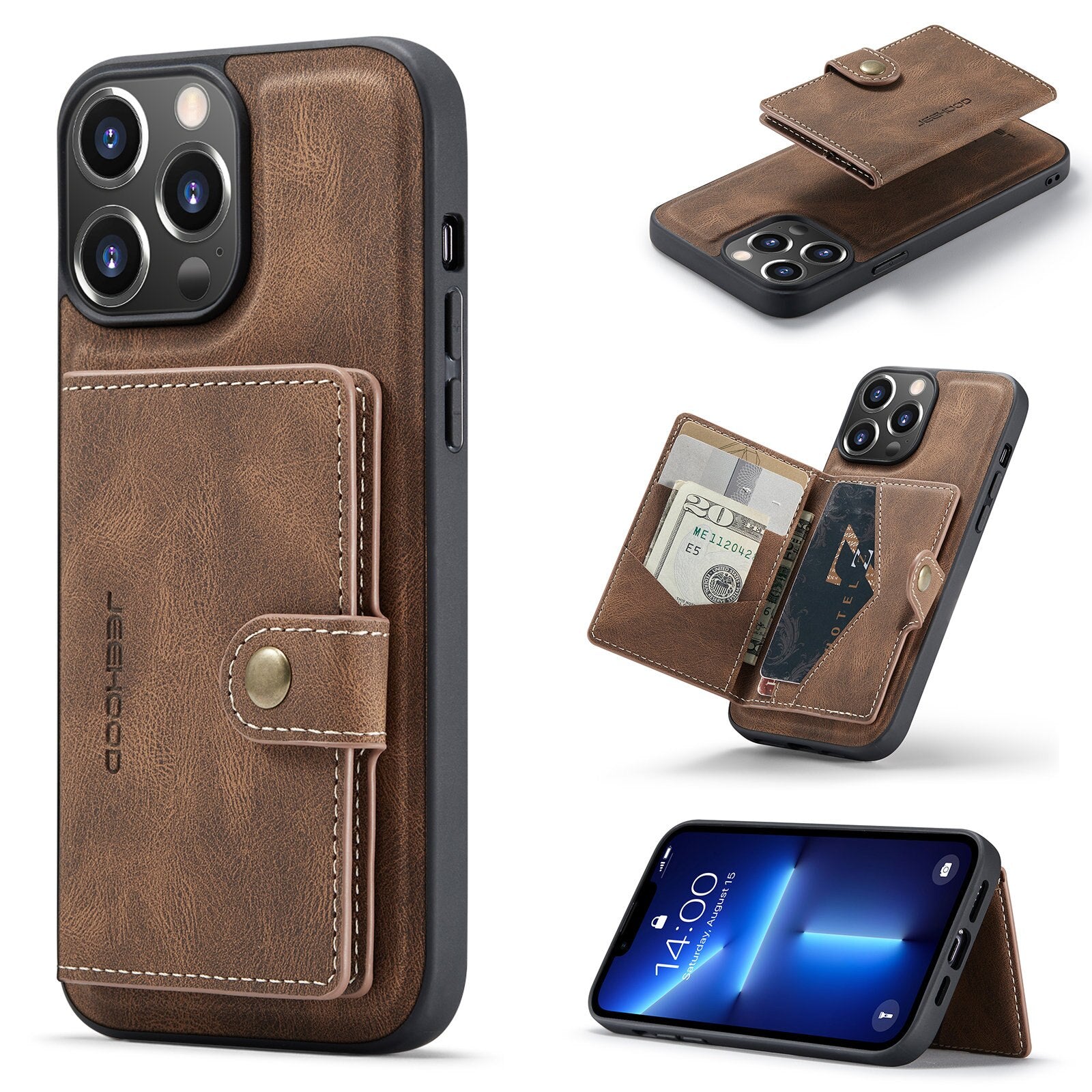 Case For iPhone 14 &amp; 14 Pro Leather With Magnetic Wallet Kickstand Card Holder Designed Cover For iPhone 14 Pro Max(2022) - 0 for iPhone 14 / Brown / United States Find Epic Store