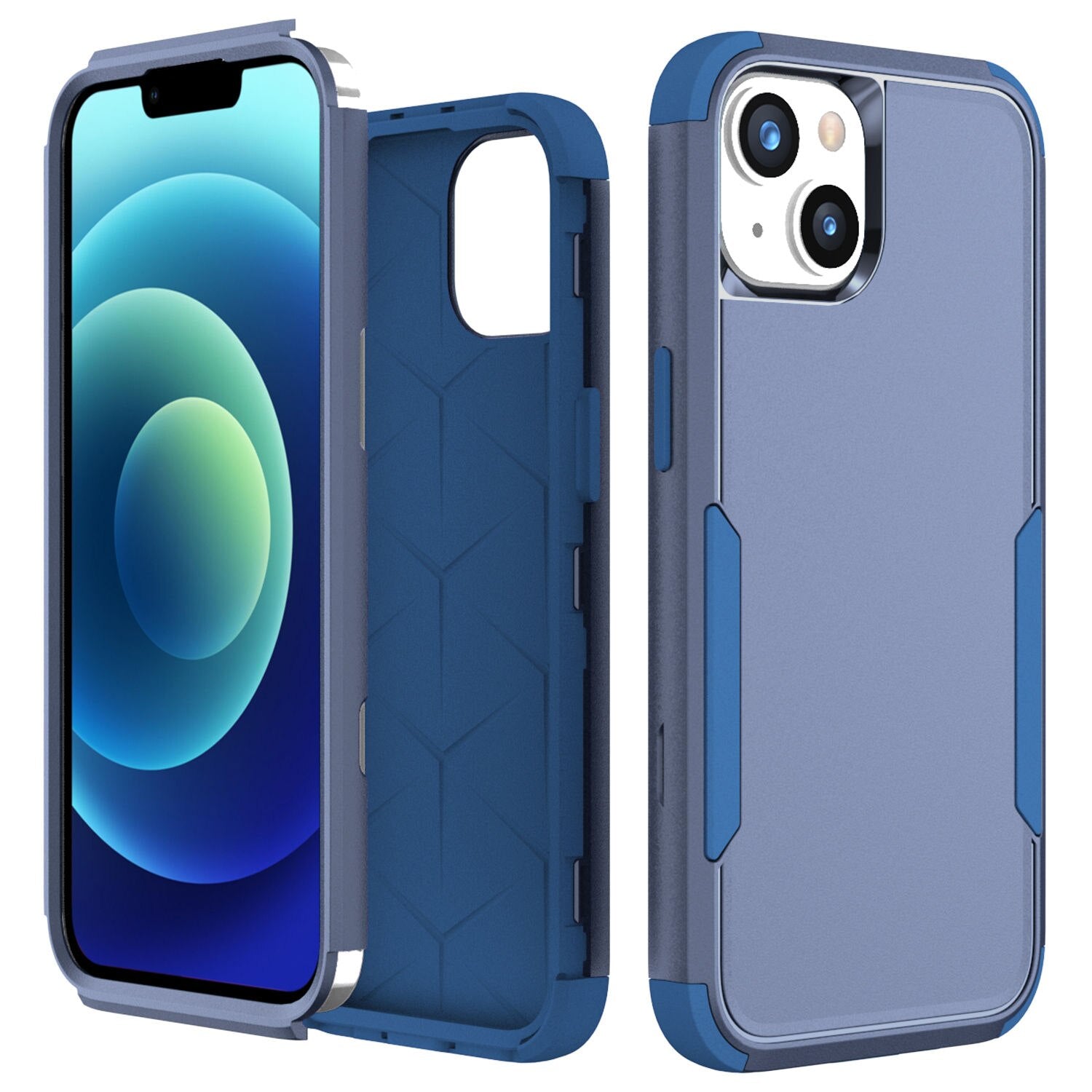 Case For iPhone 14 Armor Shockproof 3 in 1 Hybrid iPhone 14 Pro Max Colorful Hard PC +Silicone Heavy Duty Full Protection Cover - 0 For iPhone 14 / Navy Navy / United States Find Epic Store