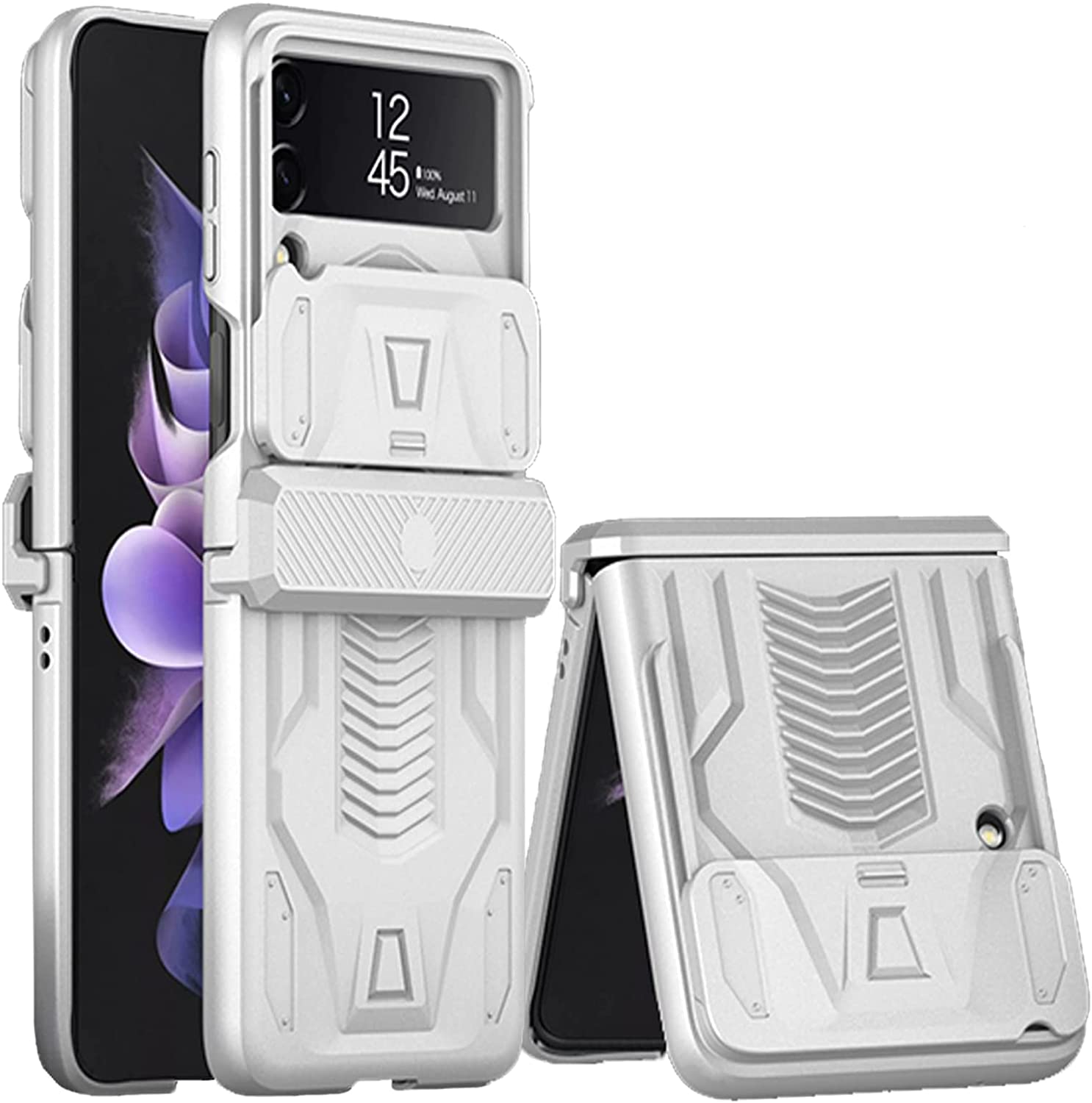Military-Grade Armor Protection Case for Samsung Galaxy Z Flip4 Flip3 Hinge Protection Device Sliding Camera Protection Cover - 0 for Samsung Z Flip 3 / Silver / United States Find Epic Store