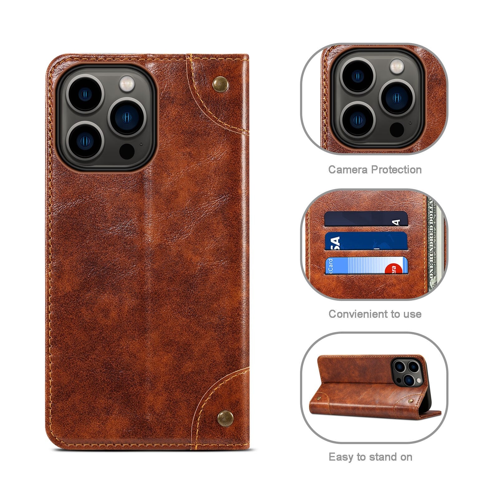 Case For iPhone 14 Pro Max Wallet Case, PU Leather Magnetic Flip Case With Card Holders Stand TPU Inner Shell Cover For iPhone 14 Pro - 0 Find Epic Store