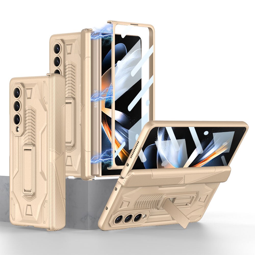 Magnetic Folding Armor Case for Samsung Galaxy Z Fold 4 5G with Bracket Anti-Drop Shockproof Full Protection Cover - 0 For Galaxy Z Fold 4 / Cream / United States Find Epic Store